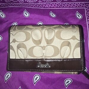 Coach Tan and Brown Signature Wallet